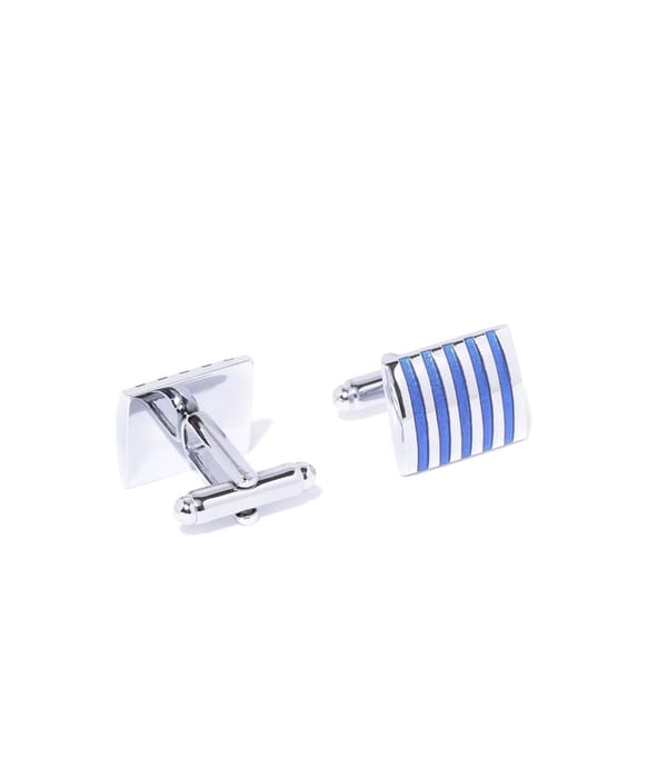 YouBella Jewellery Latest Stylish Elegant Silver Blue Formal Cuff Links Cufflinks Set for Men